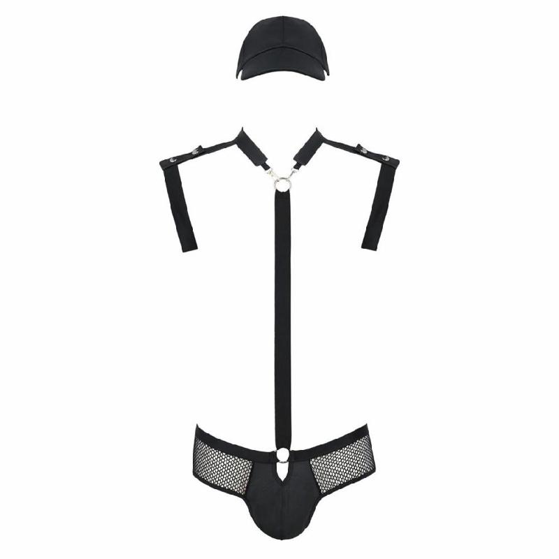 Комплект еротичної чоловічої білизни Passion 038 JOHN SET L/XL Black, боді, кепка