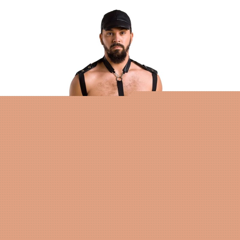 Комплект еротичної чоловічої білизни Passion 038 SET JOHN L/XL Black, боді, кепка - зображення 1