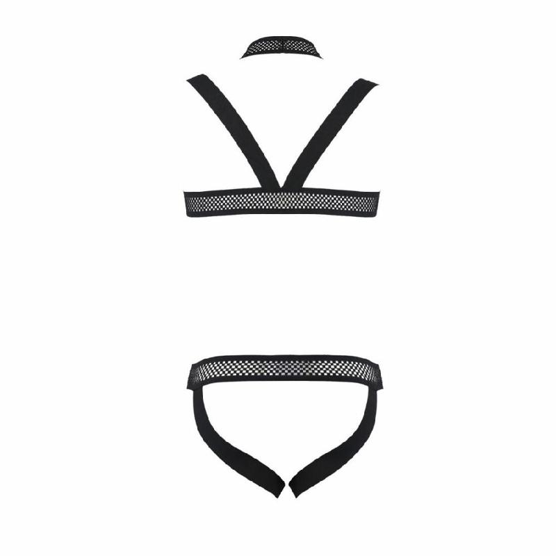 Комплект чоловічої білизни з кріпленнями Passion 043 JACOB XXL/XXXL Black, труси, шлейки