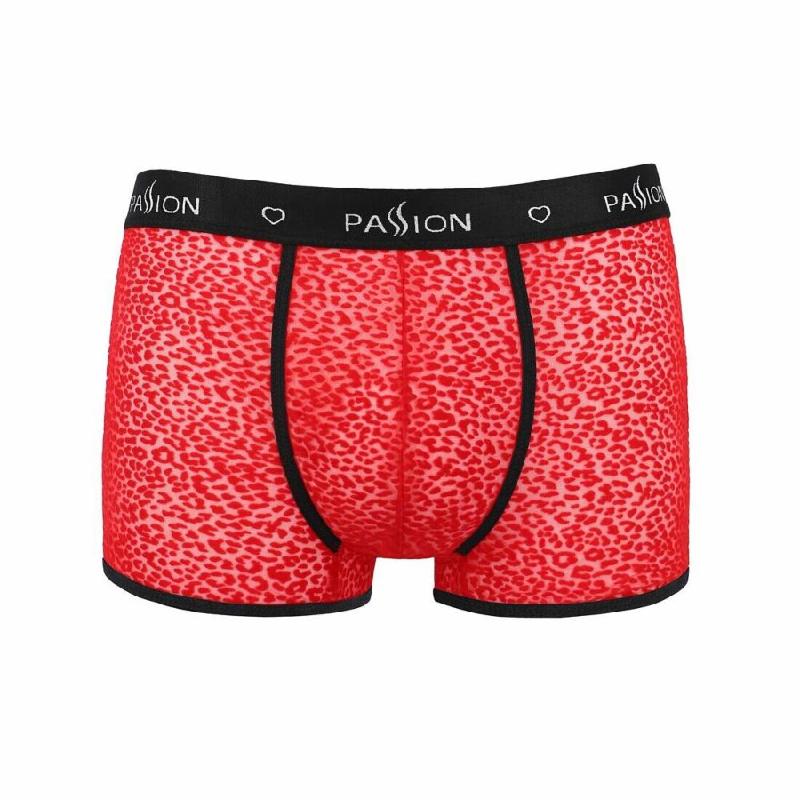 Чоловічі прозорі боксери Passion 046 SHORT PARKER S/M Red, сітка, під леопард