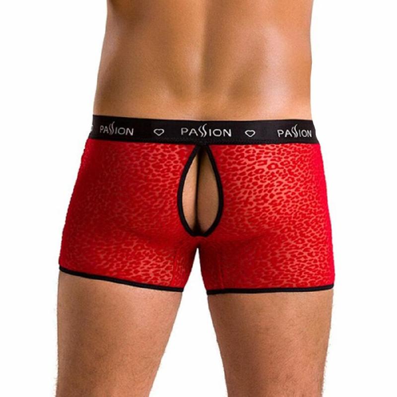 Чоловічі прозорі боксери Passion 046 SHORT PARKER S/M Red, сітка, під леопард