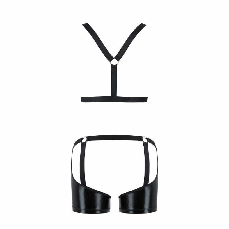 Комплект еротичної чоловічої білизни Passion 047 SET JOHN L/XL Black, труси, портупея