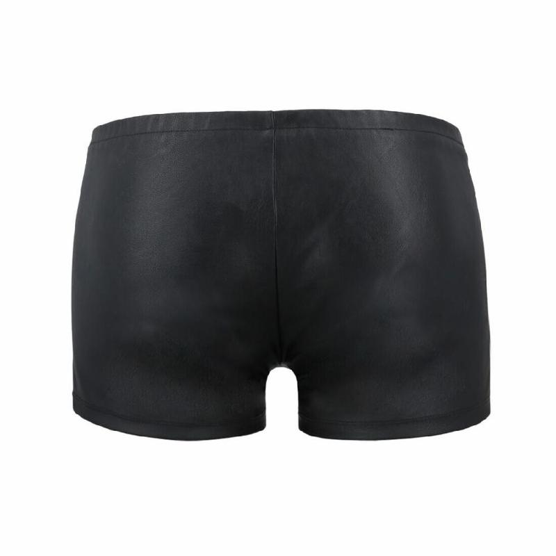 Чоловічі шкіряні боксери з блискавками Passion 049 SHORT MATT S/M Black