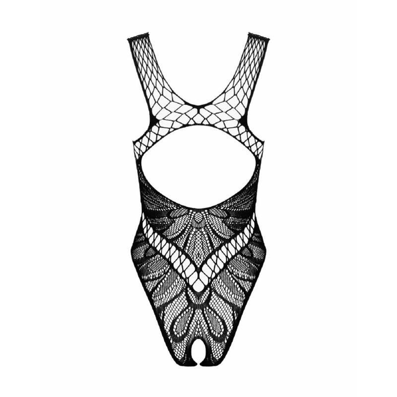Бодістокінг з вирізами Obsessive B138 teddy S/M/L, black, з доступом