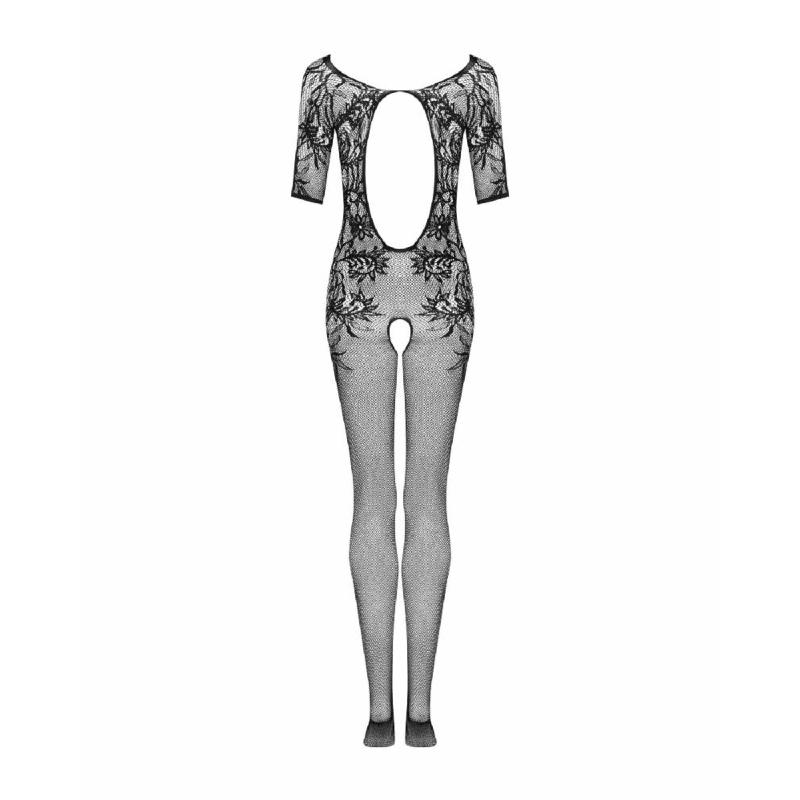 Сітчастий бодістокінг з квітковим малюнком Obsessive Bodystocking F238 S/M/L, black, з доступом, імі