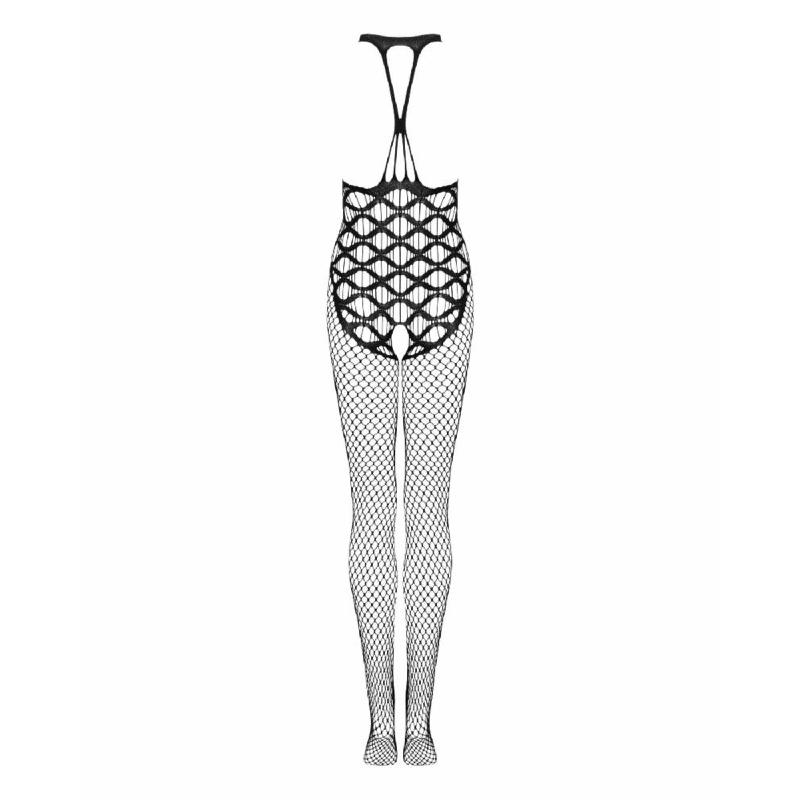 Сітчастий бодістокінг з імітацією боді Obsessive Bodystocking G332 S/M/L, black, з доступом
