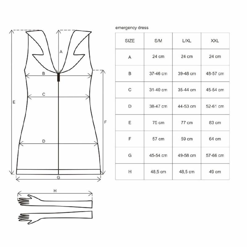Еротичний костюм медсестри Obsessive Emergency dress S/M, white, сукня, стринги, рукавички, чепчик, стетоскоп