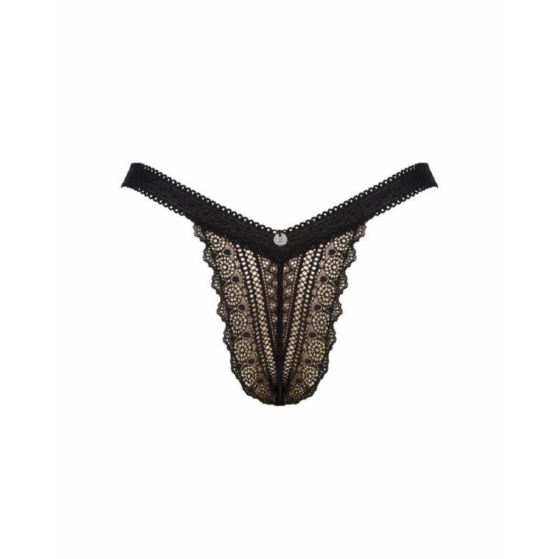 Мереживні трусики із заниженою талією Obsessive Estiqua panties XS/S, black