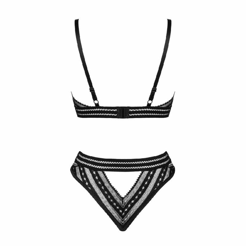 Комплект білизни Obsessive Natilya 2-pcs set XS/S, black, бюстгальтер, трусики