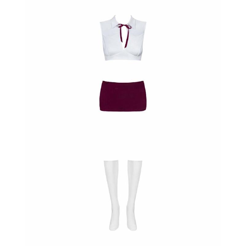 Еротичний костюм студентки Obsessive Student 4 pcs costume S/M, топ, спідниця, стринги, гольфи