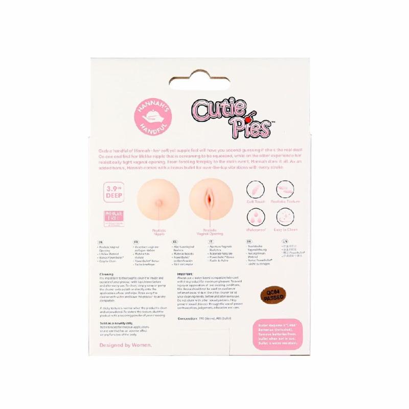 Мастурбатор-груди Cutie Pies Hannah's Handful - Pussy & Boob, глибина 9,9 см, віброкуля в подарунок