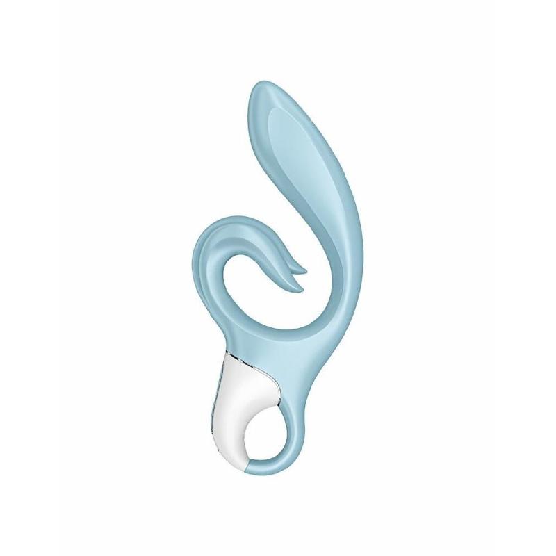 Вібратор-кролик Satisfyer Love Me Blue, гнучкий, відросток з потрійним кінчиком
