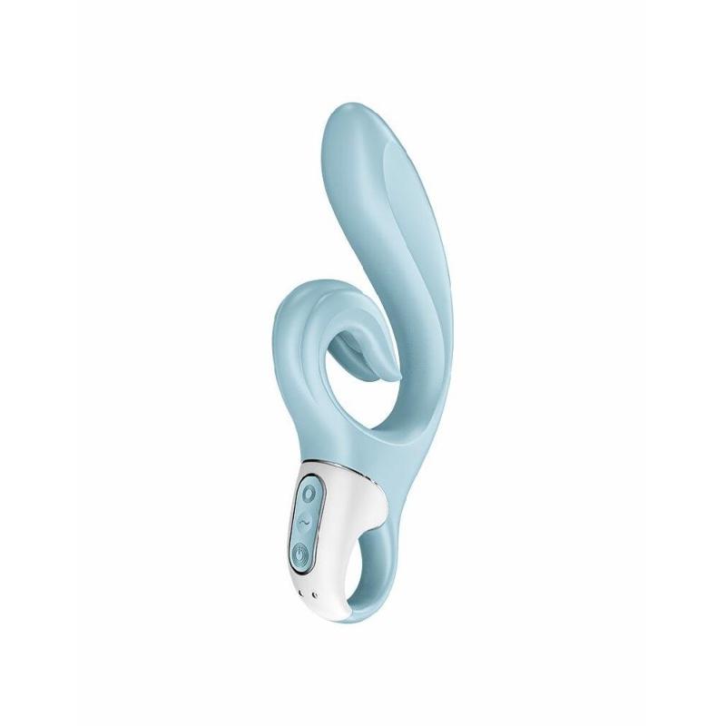 Вібратор-кролик Satisfyer Love Me Blue, гнучкий, відросток з потрійним кінчиком