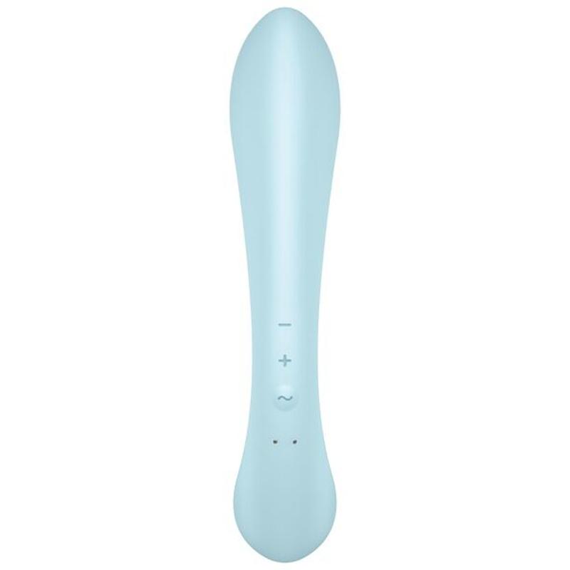 Двосторонній вібратор-кролик Satisfyer Triple Oh Light Blue, 3 мотори, руків’я-масажер