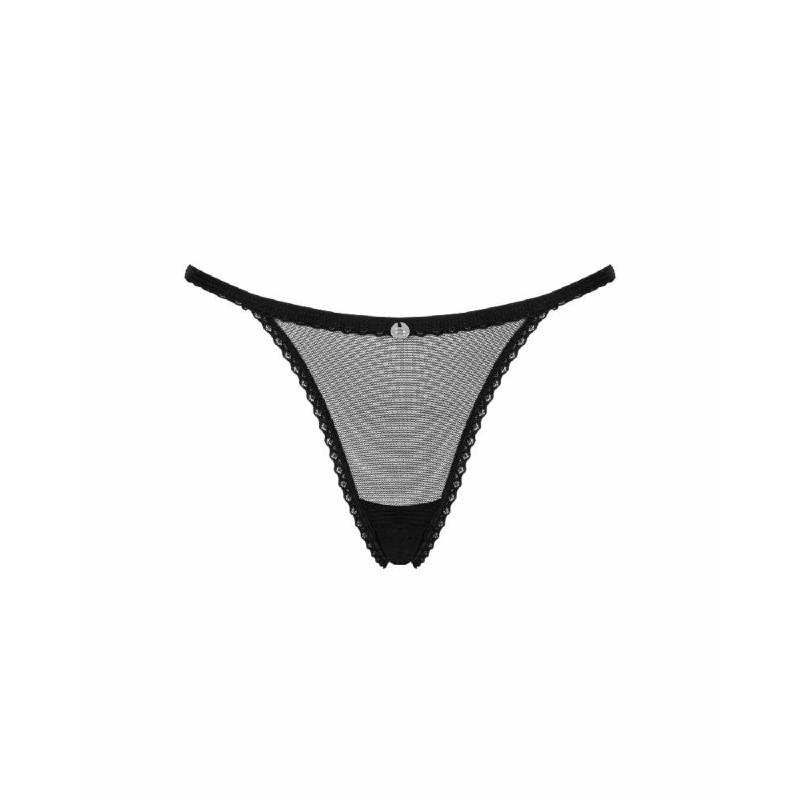 Прозорі стрінги із мереживом Obsessive Celia Noir thong XS/S
