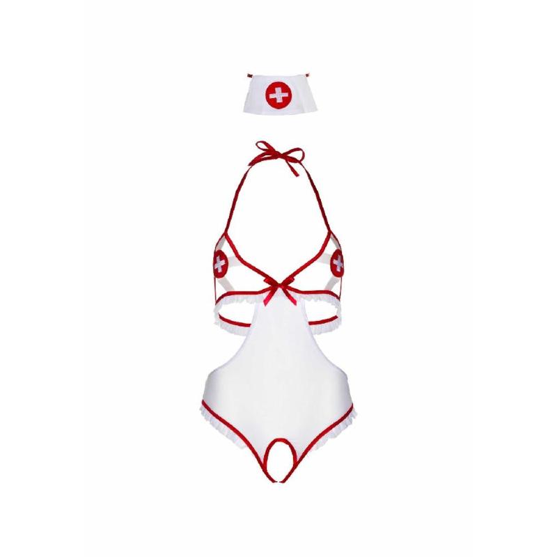 Костюм медсестри Leg Avenue Naughty Nurse, one size, боді та шапочка