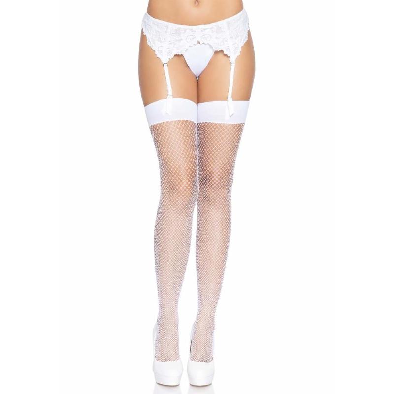 Панчохи-сітка для кріплення на пояс Leg Avenue Nylon Fishnet Thigh Highs One size, White