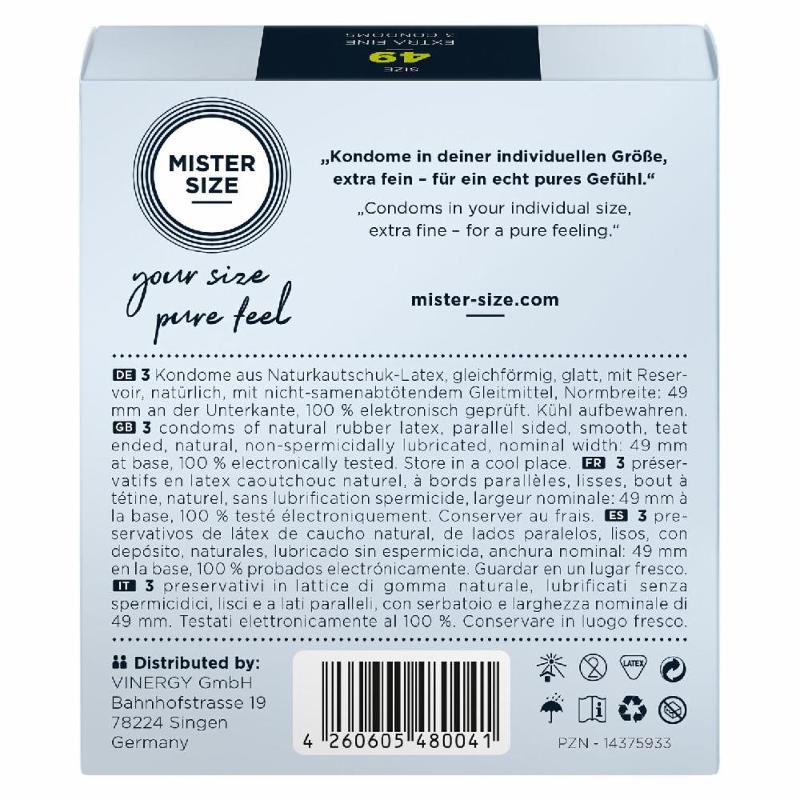Презервативи Mister Size - pure feel - 49 (3 condoms), товщина 0,05 мм