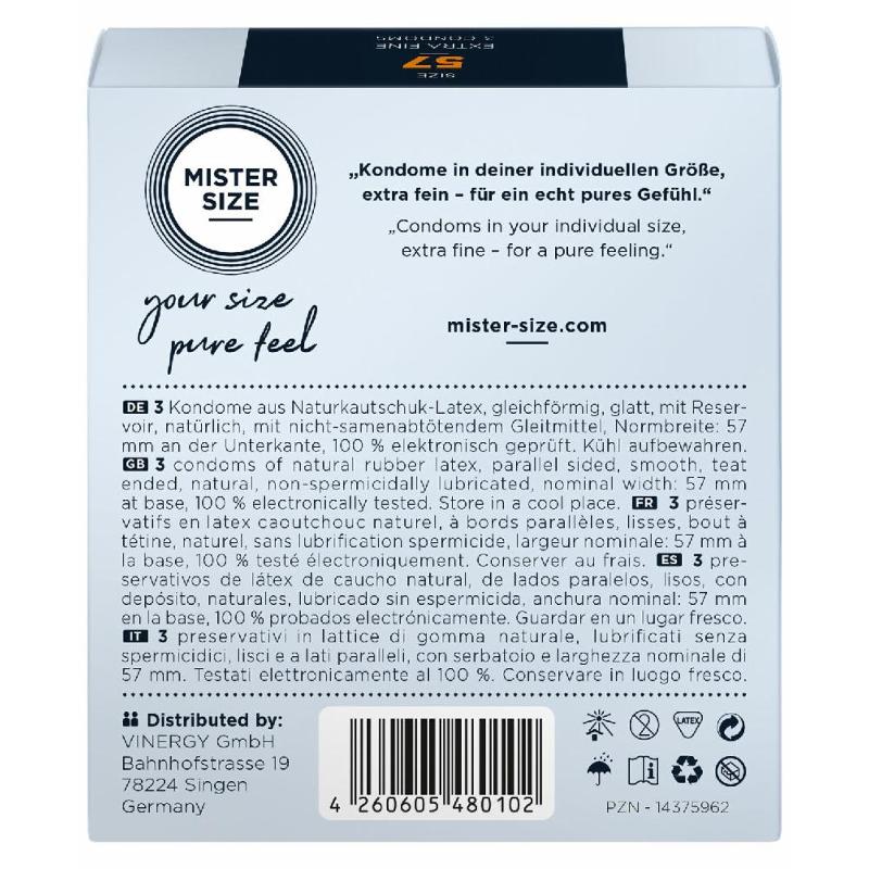 Презервативи Mister Size - pure feel - 57 (3 condoms), товщина 0,05 мм
