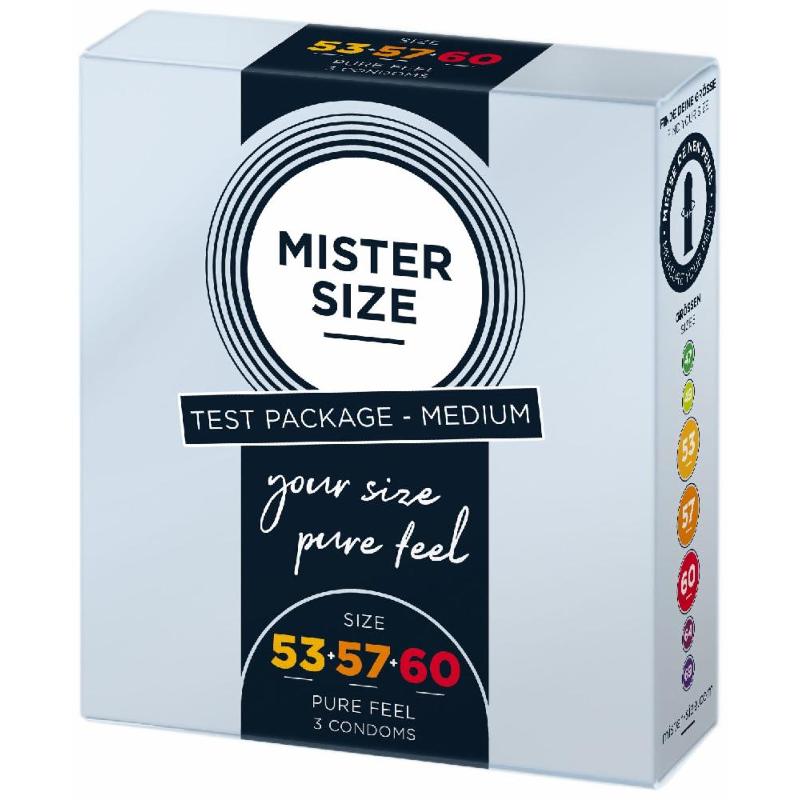 Набір презервативів Mister Size - pure feel - 53–57–60 (3 condoms), 3 розміри, товщина 0,05 мм