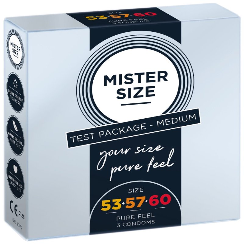 Набір презервативів Mister Size - pure feel - 53–57–60 (3 condoms), 3 розміри, товщина 0,05 мм - зображення 1