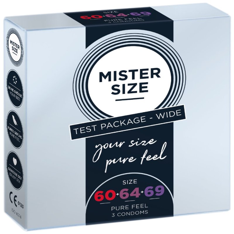 Набір презервативів Mister Size - pure feel - 60–64–69 (3 condoms), 3 розміри, товщина 0,05 мм - зображення 1