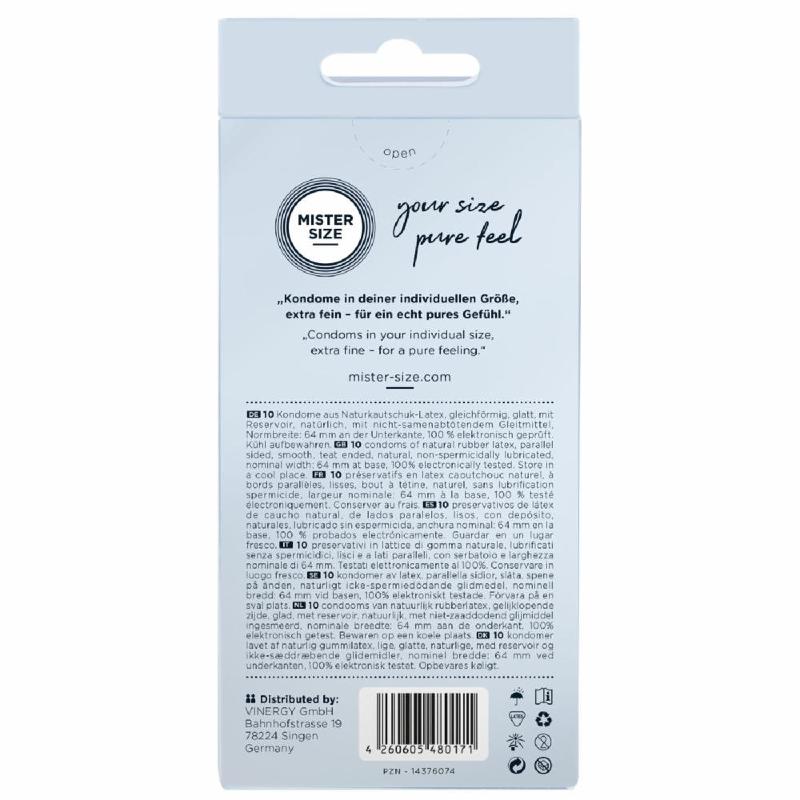 Презервативи Mister Size - pure feel - 64 (10 condoms), товщина 0,05 мм