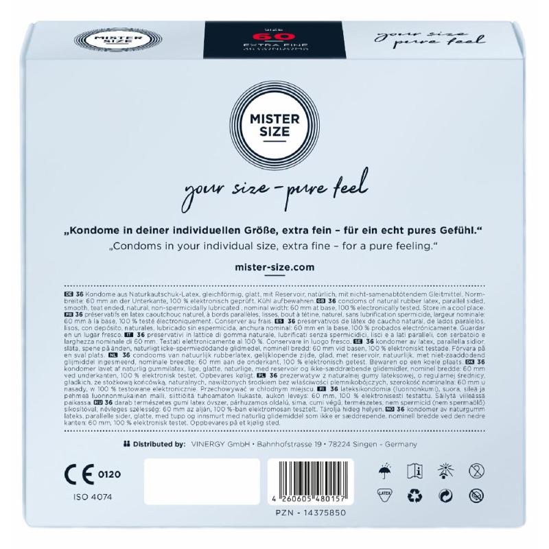 Презервативи Mister Size - pure feel - 60 (36 condoms), товщина 0,05 мм
