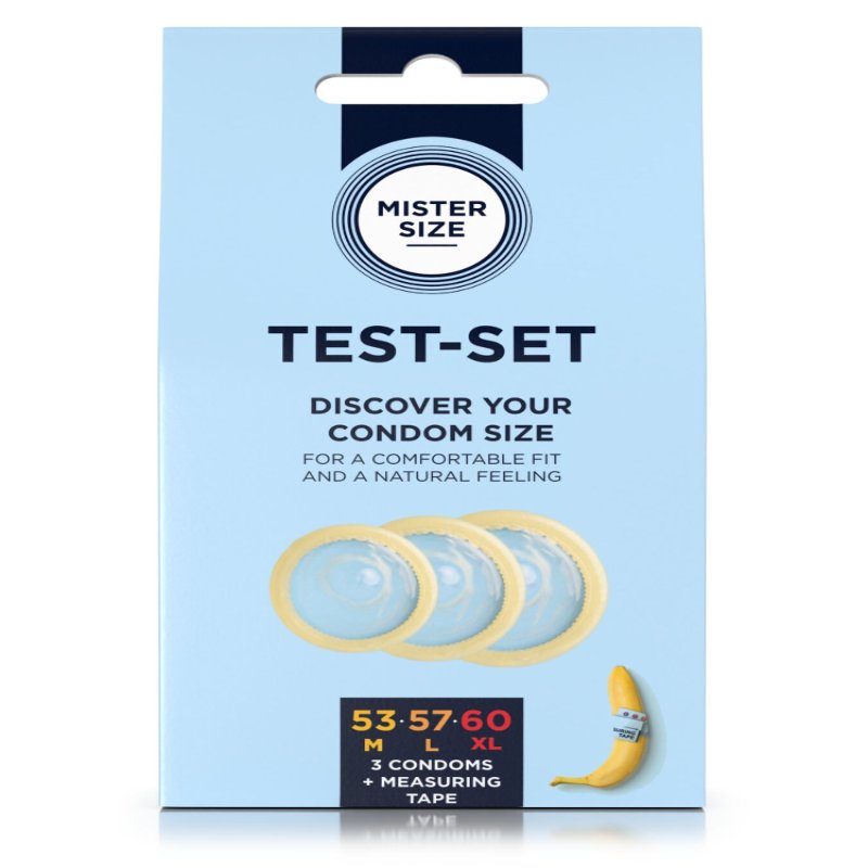 Набір презервативів Mister Size test-set 53–57–60, 3 розміри + лінійка, товщина 0,05 мм - зображення 1
