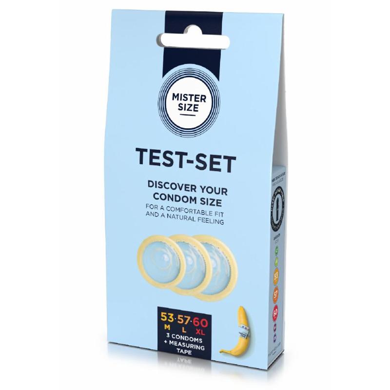 Набір презервативів Mister Size test-set 53–57–60, 3 розміри + лінійка, товщина 0,05 мм