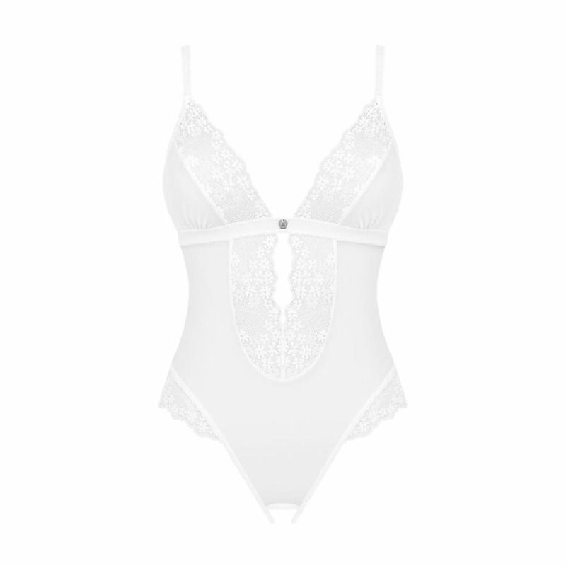 Еротичне напівпрозоре боді Obsessive Heavenlly crotchless teddy XS/S, з доступом