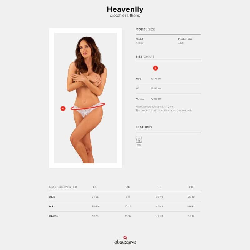 Мереживні танга Obsessive Heavenlly crotchless thong XL/2XL, з доступом