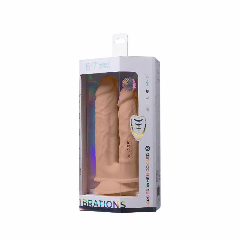 Подвійний фалоімітатор з вібрацією SilexD Double Gusto Vibro Flesh (Model 1 size 8" & 7") + LRS, діаметр 4,5 см та 3,7 см