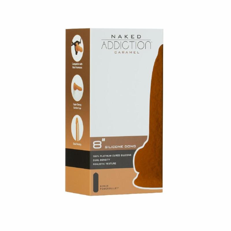 Фалоімітатор ADDICTION Dual Density Silicone Dildo Caramel 8″, присоска, діаметр 4,3 см, віброкуля