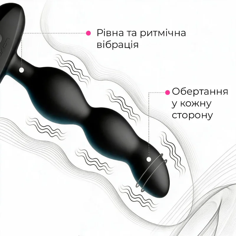 Анальне смарт-намисто з вібрацією та обертанням Lovense Ridge, унісекс