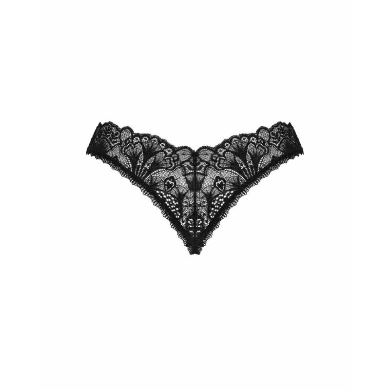 Мереживні стрінги Obsessive Donna Dream crotchless thong XL/2XL Black, відкритий доступ