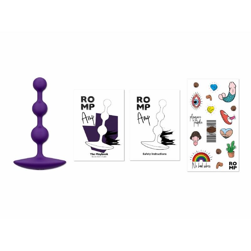 Анальне намисто Romp Amp Dark Purple, силікон, макс. діаметр 2,6 см
