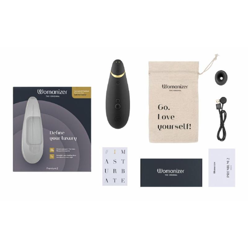 Вакуумний кліторальний стимулятор Womanizer Premium 2 - Black, функції Autopilot та Smart Silence