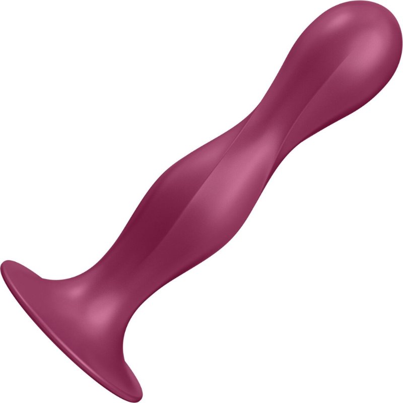 Дилдо Satisfyer Double Ball-R Red, унісекс, рухомі кульки всередині, на присосці - зображення 1