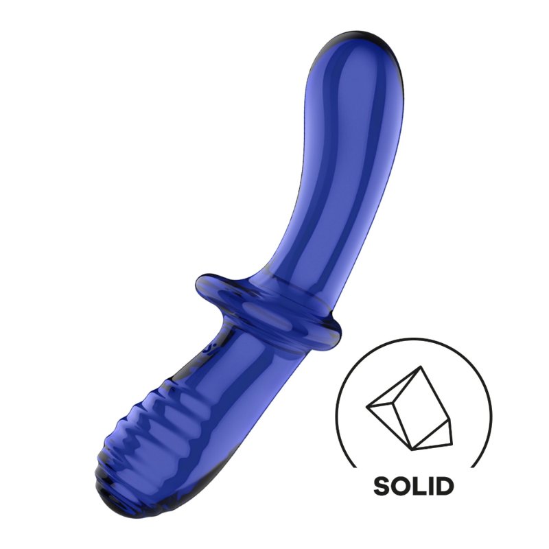 Двосторонній скляний дилдо Satisfyer Double Crystal Light blue, боросилікатне скло, унісекс - зображення 1
