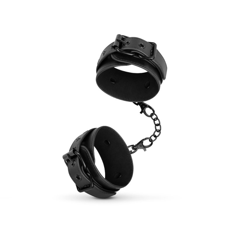 Наручники Bedroom Fantasies: Faux Leather Handcuffs One Size, чорні - зображення 1