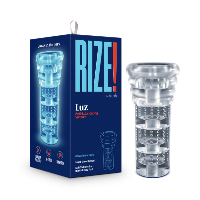 Мастурбатор Blush Rize – Luz Glow in the Dark Masturbator – Clear, всмоктування, світиться в темряві - зображення 1