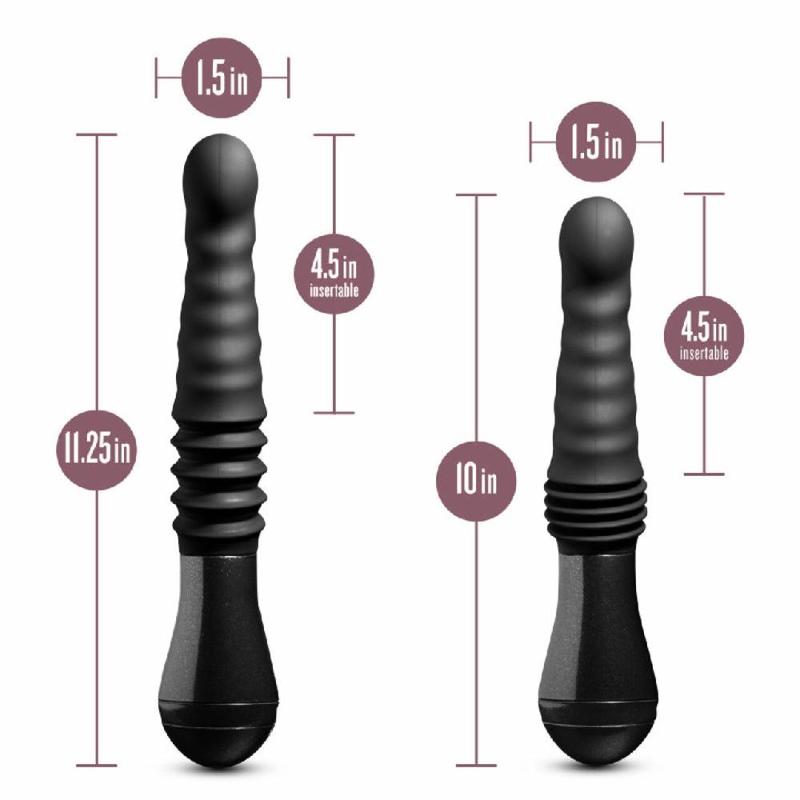 Пульсатор Blush Temptasia – Lazarus Thrusting Dildo – Black, ребристий стовбур, 3 швидкості