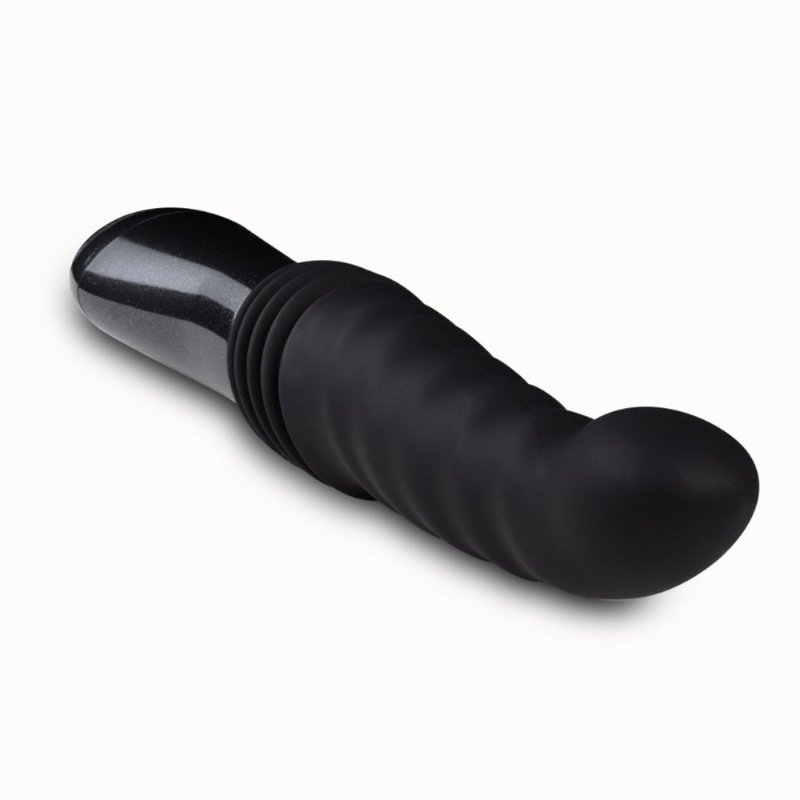 Пульсатор Blush Temptasia – Lazarus Thrusting Dildo – Black, ребристий стовбур, 3 швидкості - зображення 1