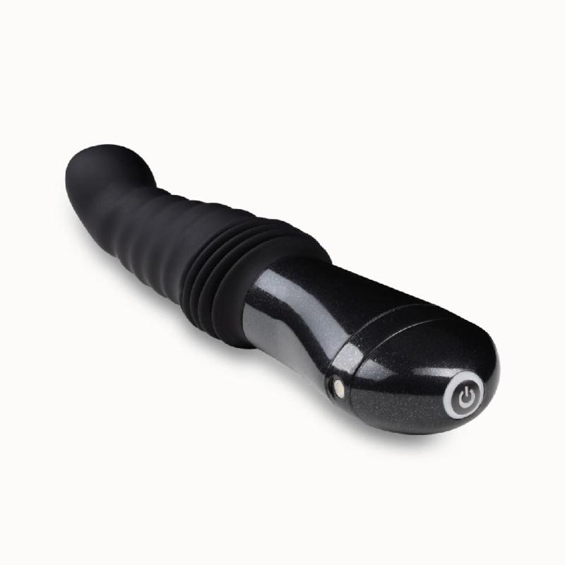 Пульсатор Blush Temptasia – Lazarus Thrusting Dildo – Black, ребристий стовбур, 3 швидкості