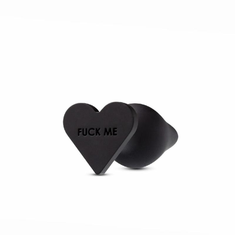 Анальна пробка Blush Temptasia – Fuck Me Anal Plug – Black, основа у вигляді сердечка
