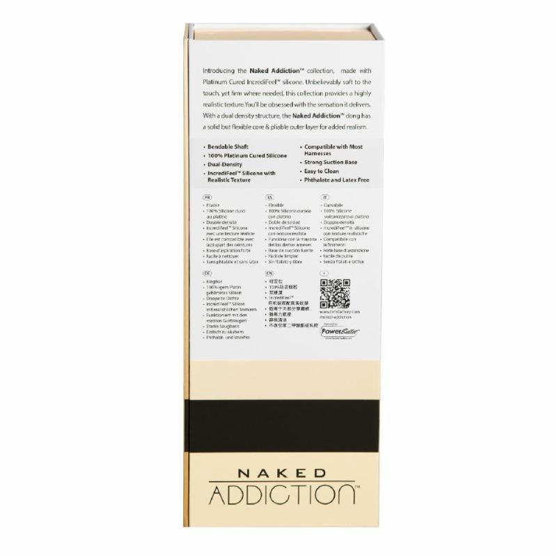 Фалоімітатор Naked Addiction — 9″ Silicone Dual Density Bendable Dildo Vanilla, віброкуля в подаруно