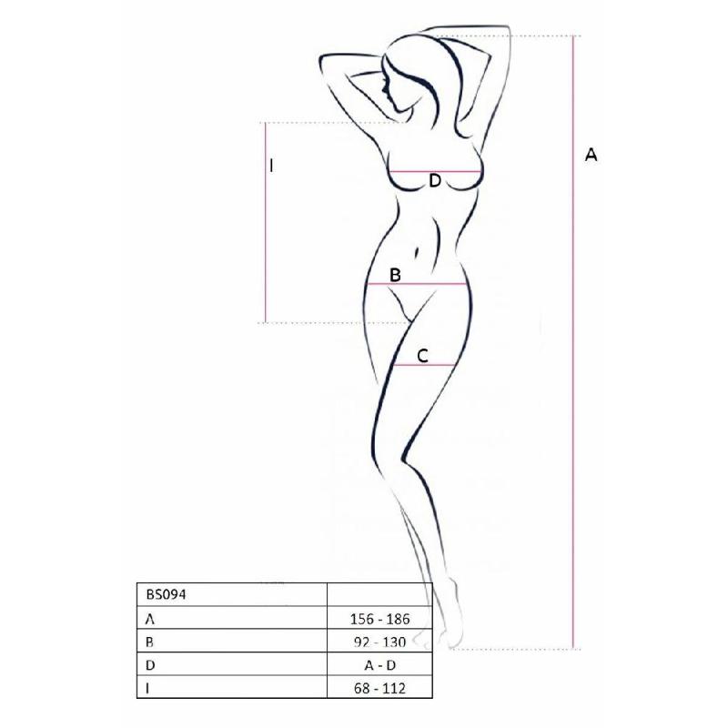 Бодістокінг з імітацією корсетної шнурівки Passion BS094 One Size, black, квітковий візерунок, з дос