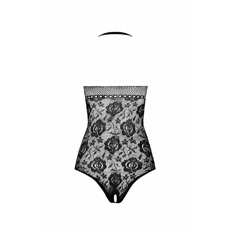 Бодістокінг з імітацією корсетної шнурівки Passion BS094 One Size, red, квітковий візерунок, з досту