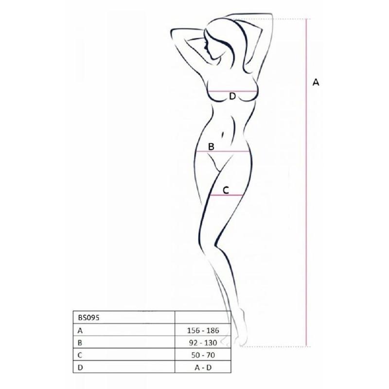 Бодістокінг з безліччю бретелей Passion BS095 One Size, black, імітація пояса та панчіх, з доступом